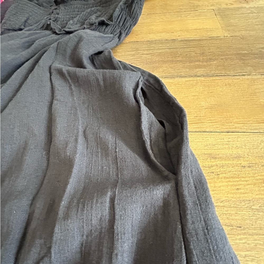 FREE PEOPLE Mini Dress Summer Cotton Linen Black - Picture 8 of 9